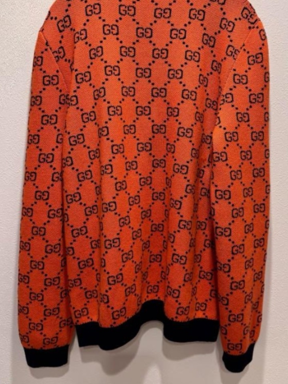 Gucci Orange Crewneck Sweater with Black GG Pattern